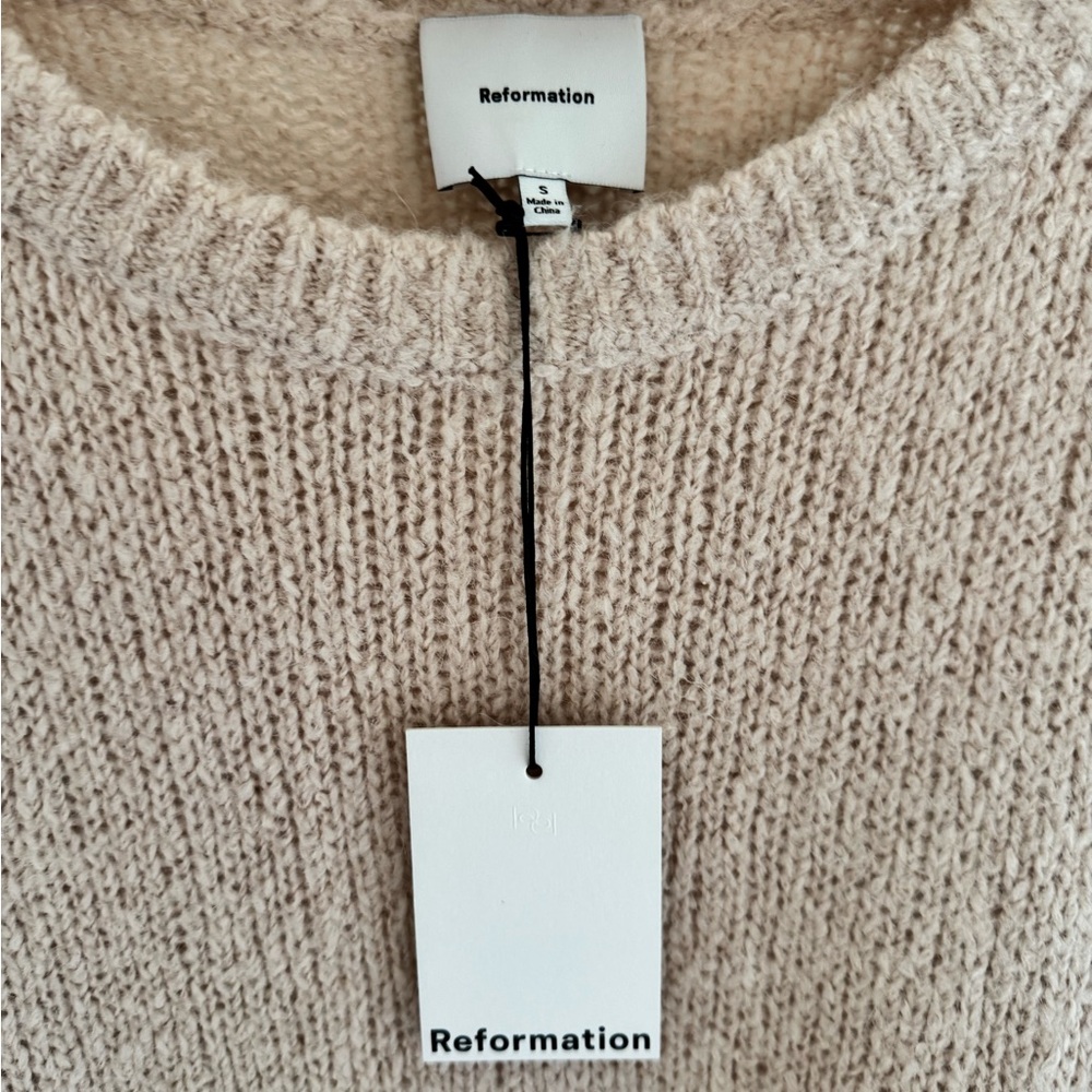 Reformation Cici Oversized Crew Sweater Natural - Size S - Picture 4 of 15